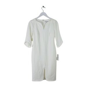 Calvin Klein Cream Zip Sleeve Sheath Dress Size 6 NWT